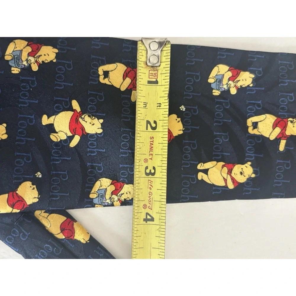 Vintage 90s Navy Blue SILK Disney Purple Winnie The Pooh Neck Tie